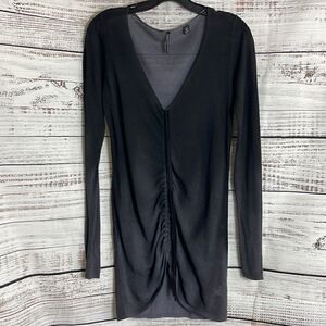 Isda & co Sweater Womens Size Small v neck ruched ombré Knit Cotton Blend Tunic
